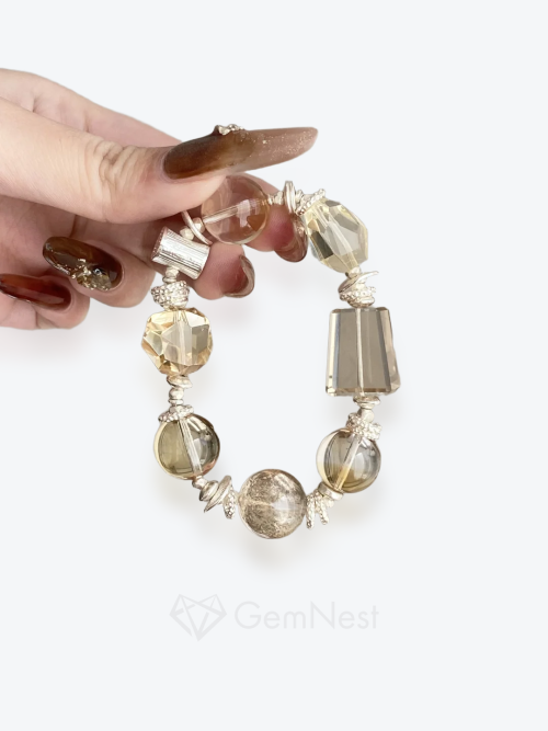 Golden Wisp: citrine silver hair crystal small tree gum flower s925 silver
